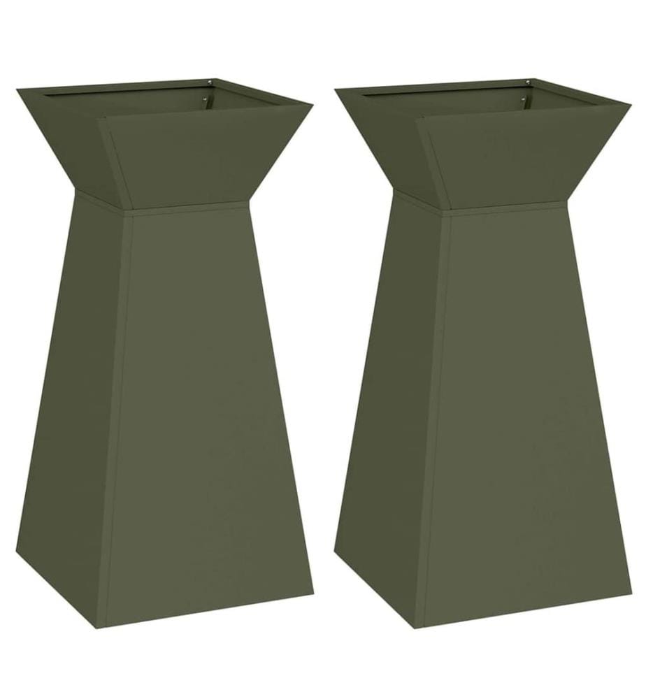 vidaXL Jardinière à pilier 2 pcs Olive 35 x 35 x 73 cm
