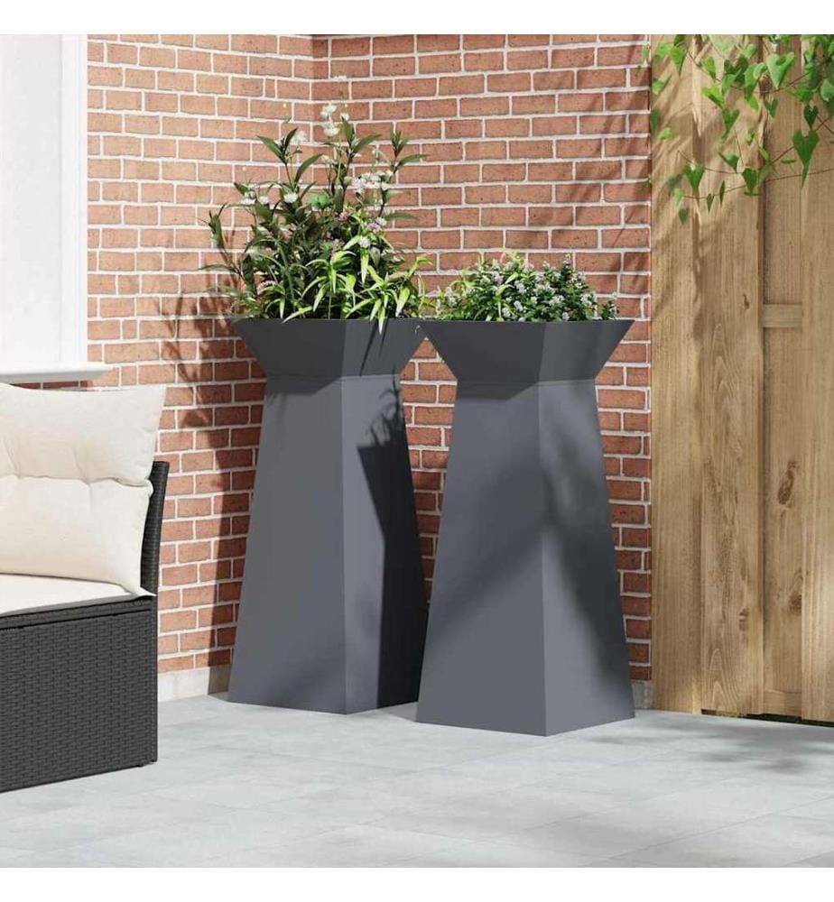 vidaXL Säulen Pflanzer 2 pcs Anthrazit 40 x 40 x 100 cm