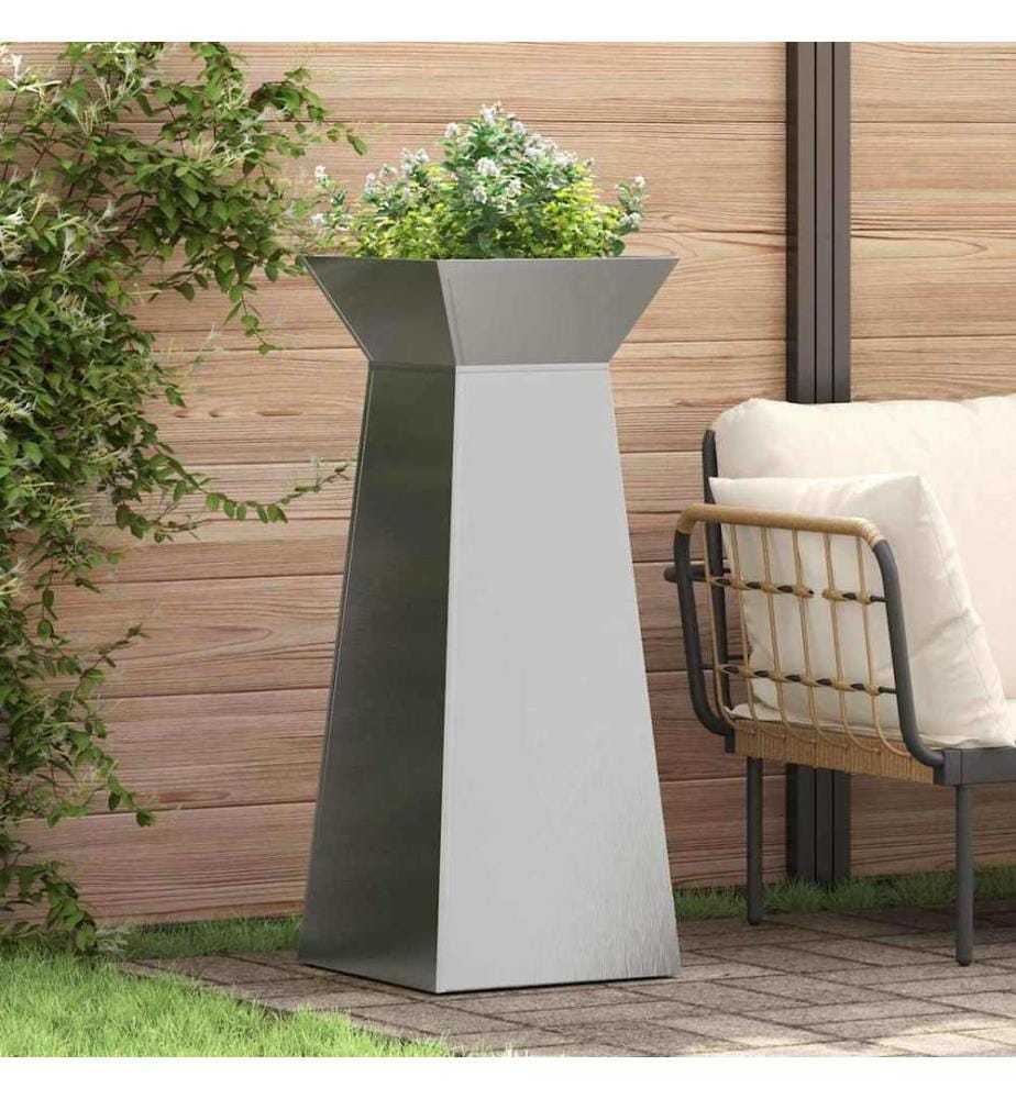 vidaXL Säulen Pflanzer 2 pcs Silber 40 x 40 x 100 cm
