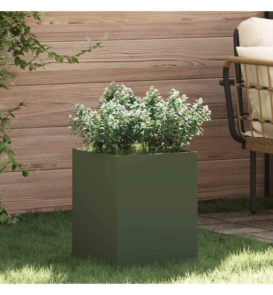 vidaXL Cache-pot de jardin Vert olive 32 x 32 x 40 cm