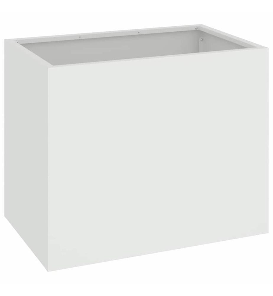vidaXL Cache-pot de jardin Blanc 50 x 32 x 40 cm Acier laminé à froid