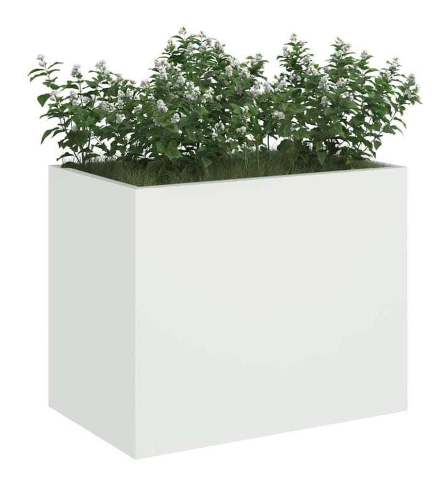 vidaXL Cache-pot de jardin Blanc 50 x 32 x 40 cm Acier laminé à froid