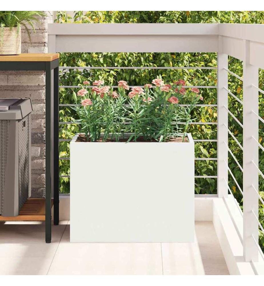 vidaXL Cache-pot de jardin Blanc 50 x 32 x 40 cm Acier laminé à froid