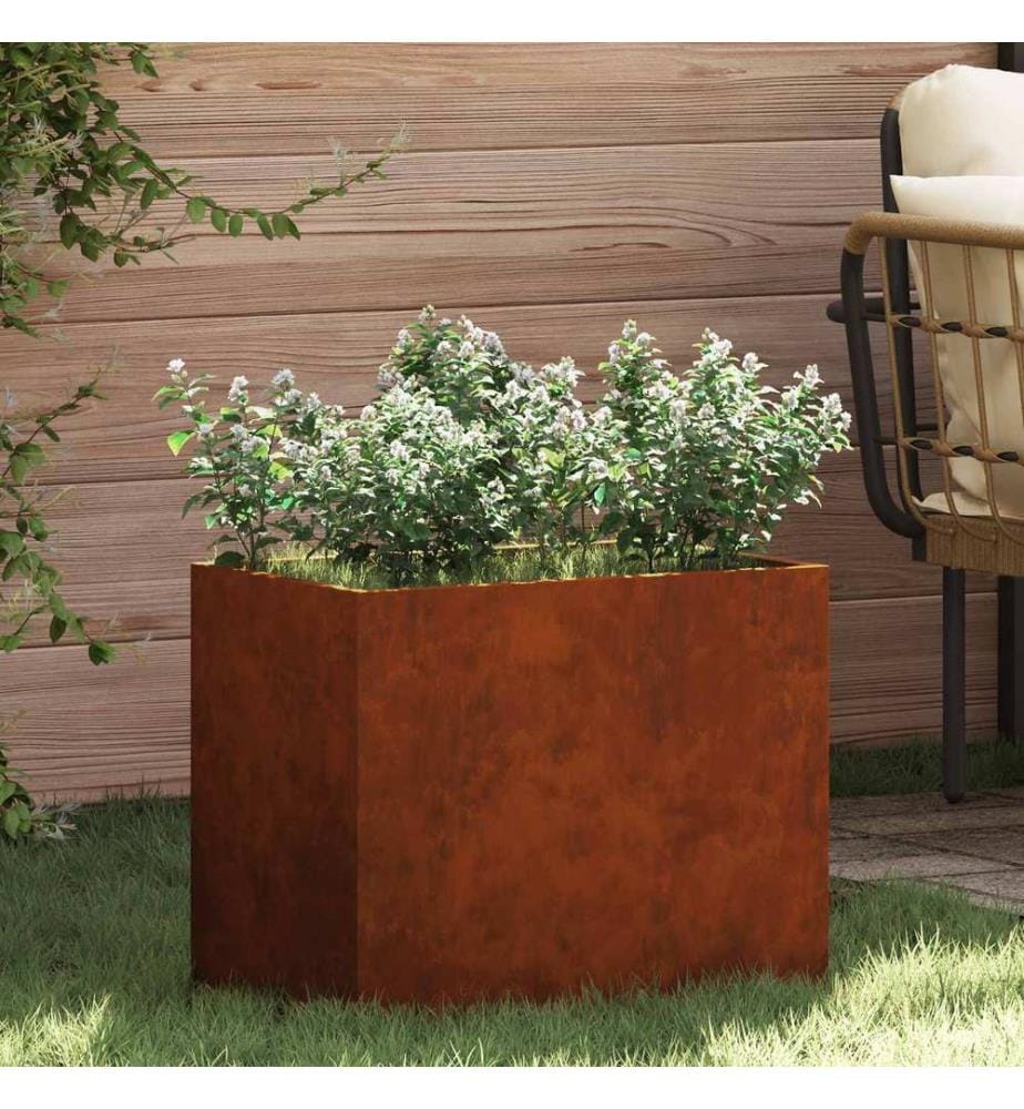 vidaXL Cache-pot de jardin Acier patiné 50 x 32 x 40 cm Acier patiné
