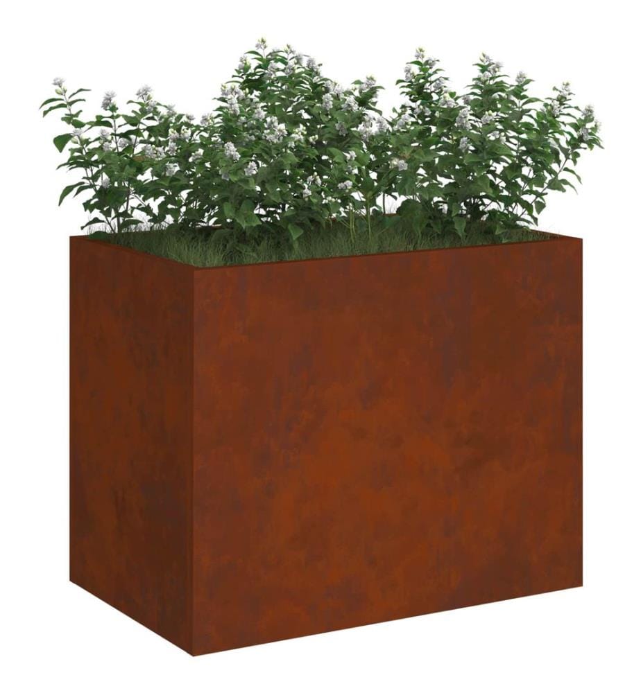 vidaXL Cache-pot de jardin Acier patiné 50 x 32 x 40 cm Acier patiné