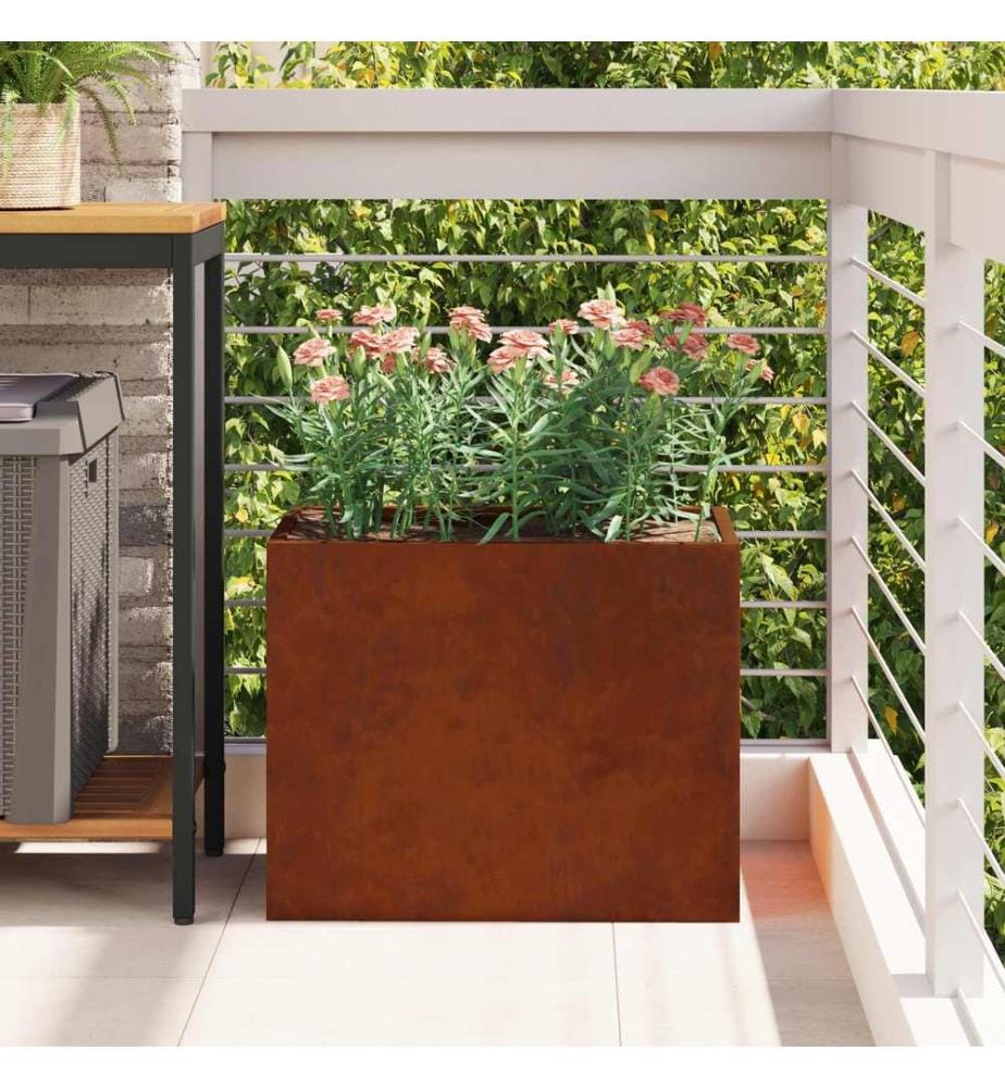vidaXL Cache-pot de jardin Acier patiné 50 x 32 x 40 cm Acier patiné