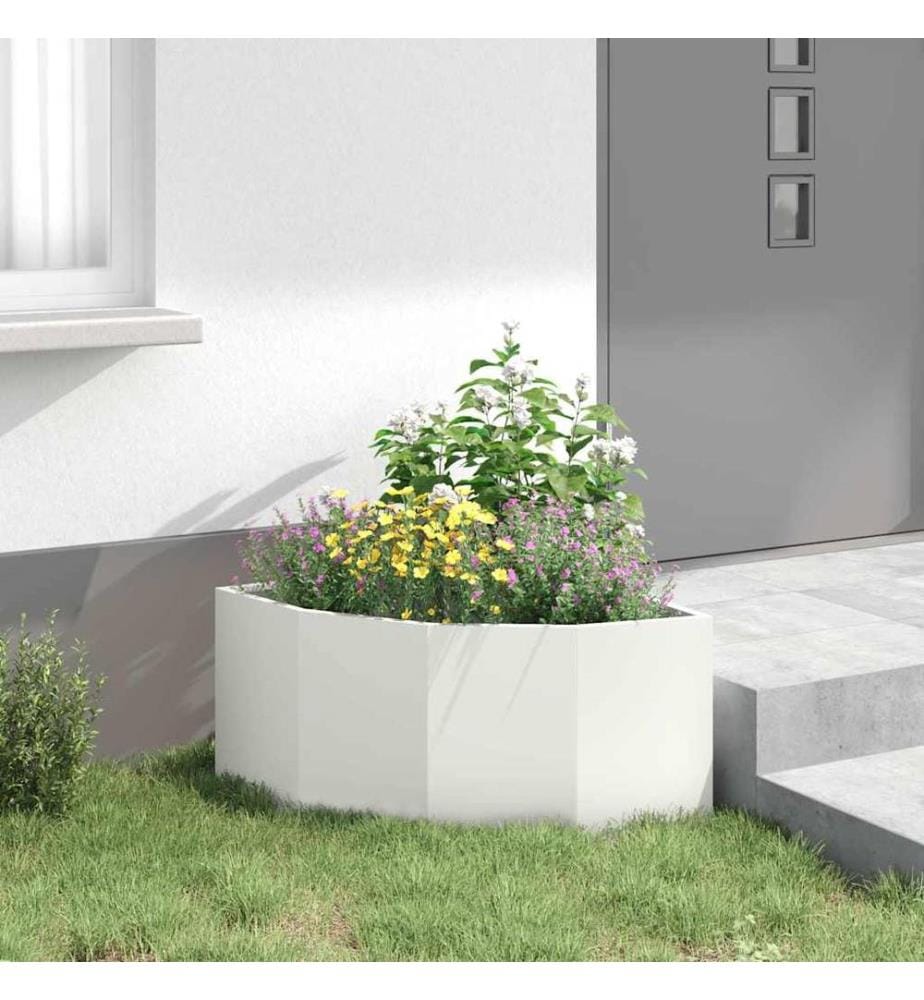 vidaXL Jardinière d'Angle Blanc 60 x 60 x 35 cm Acier