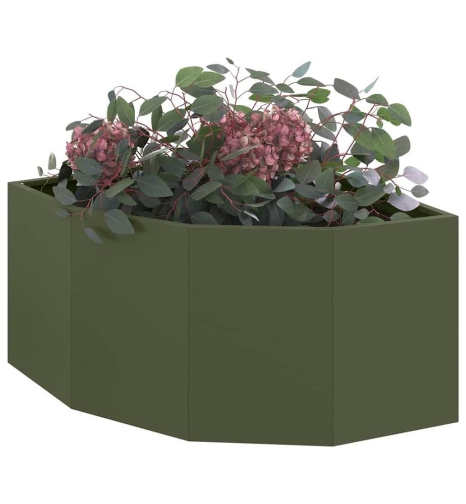 vidaXL Jardinière d'Angle Vert olive 60 x 60 x 35 cm Acier