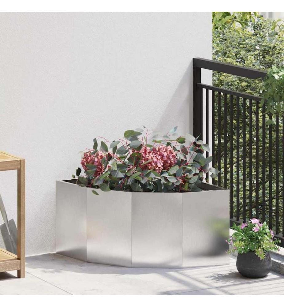 vidaXL Eckpflanzer Silber 60 x 60 x 35 cm Edelstahl