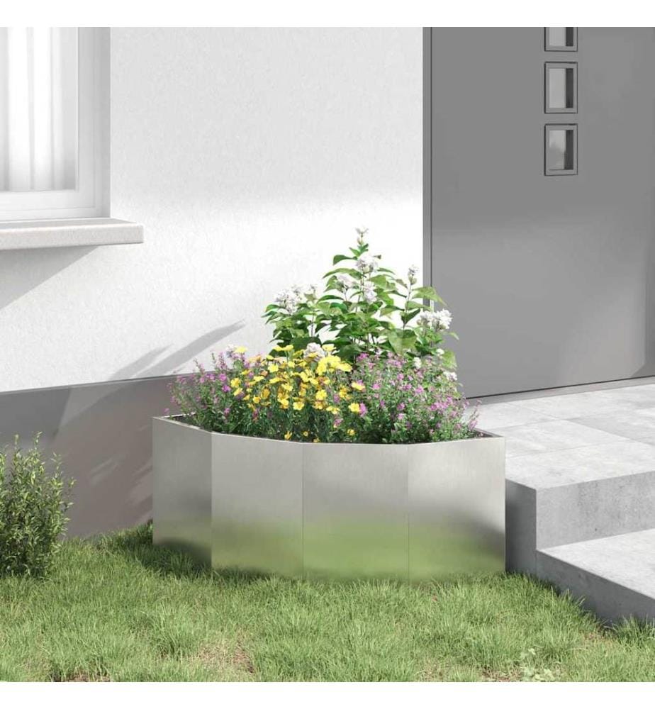vidaXL Eckpflanzer Silber 60 x 60 x 35 cm Edelstahl
