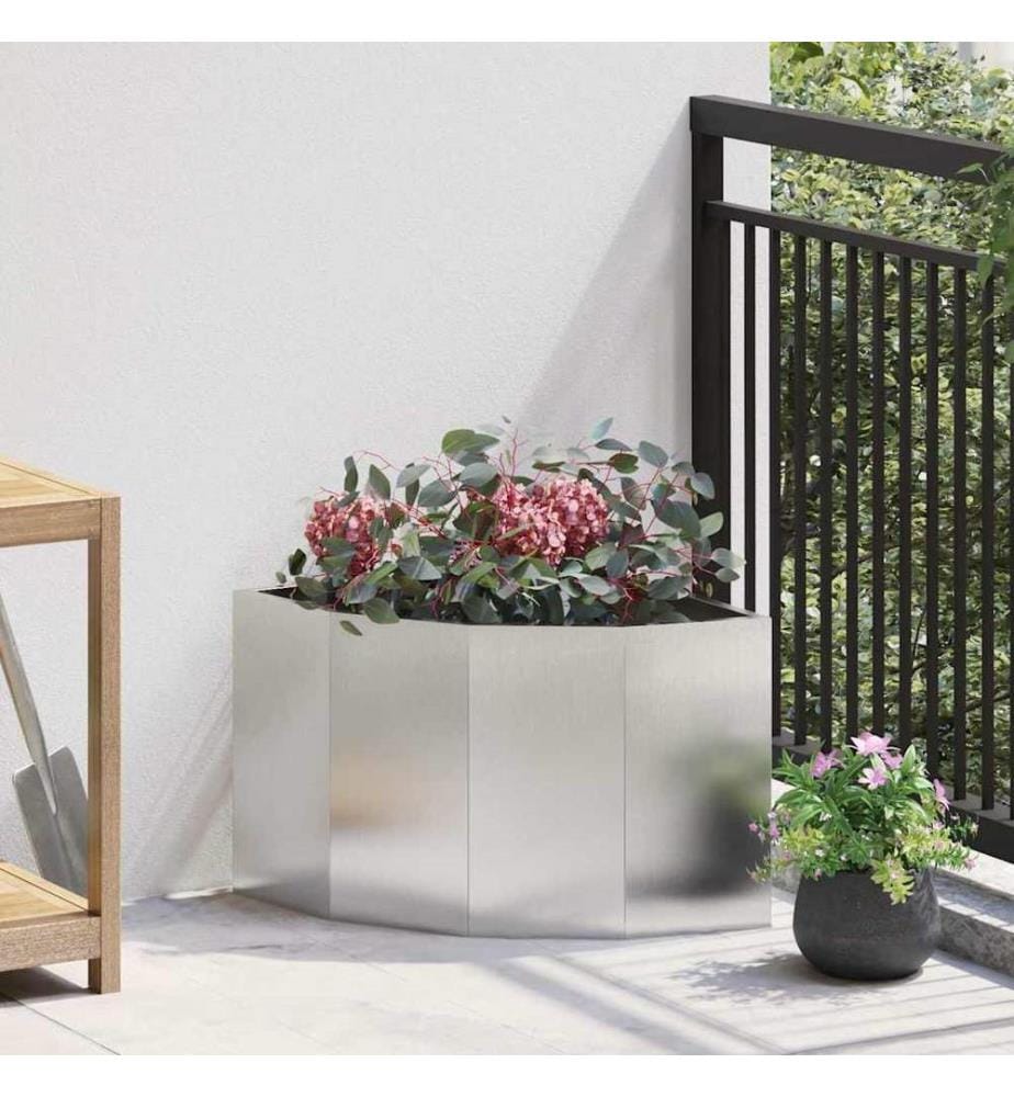 vidaXL Jardinière d'Angle Argent 45 x 45 x 35 cm Acier inoxydable