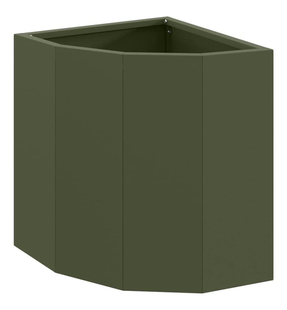 vidaXL Jardinière d'Angle Vert olive 30 x 30 x 35 cm Acier