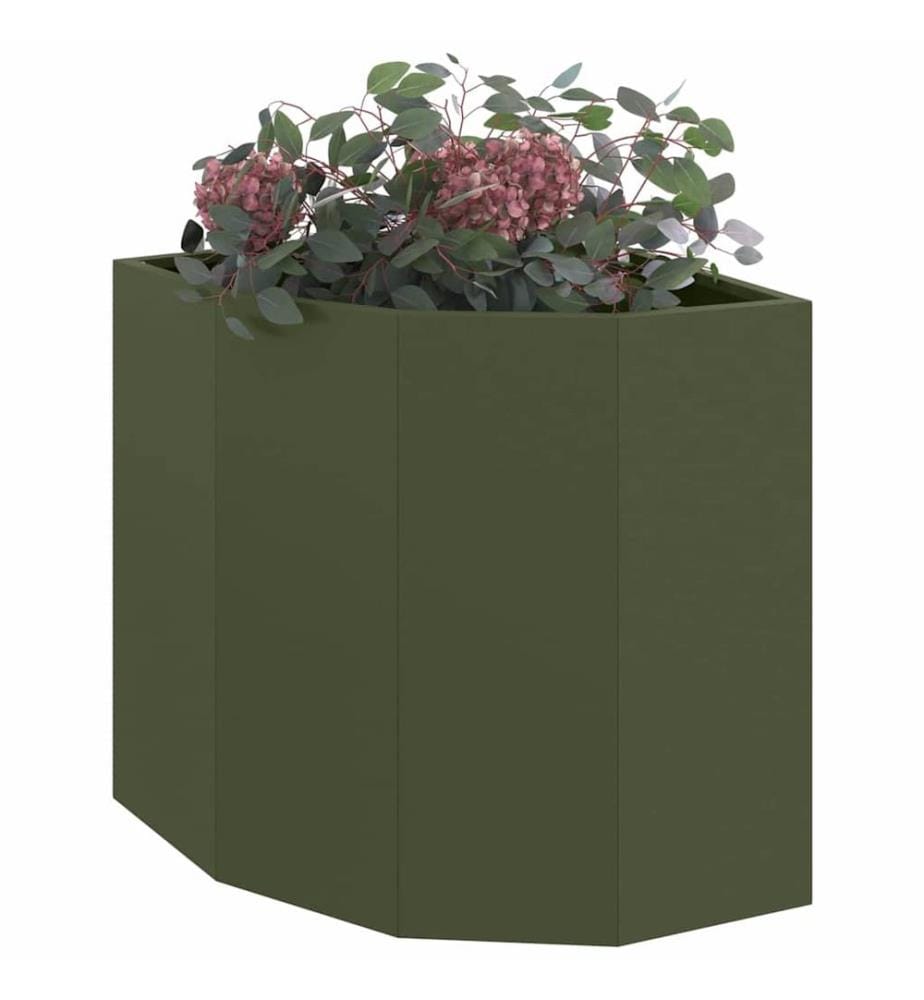 vidaXL Jardinière d'Angle Vert olive 45 x 45 x 50 cm Acier