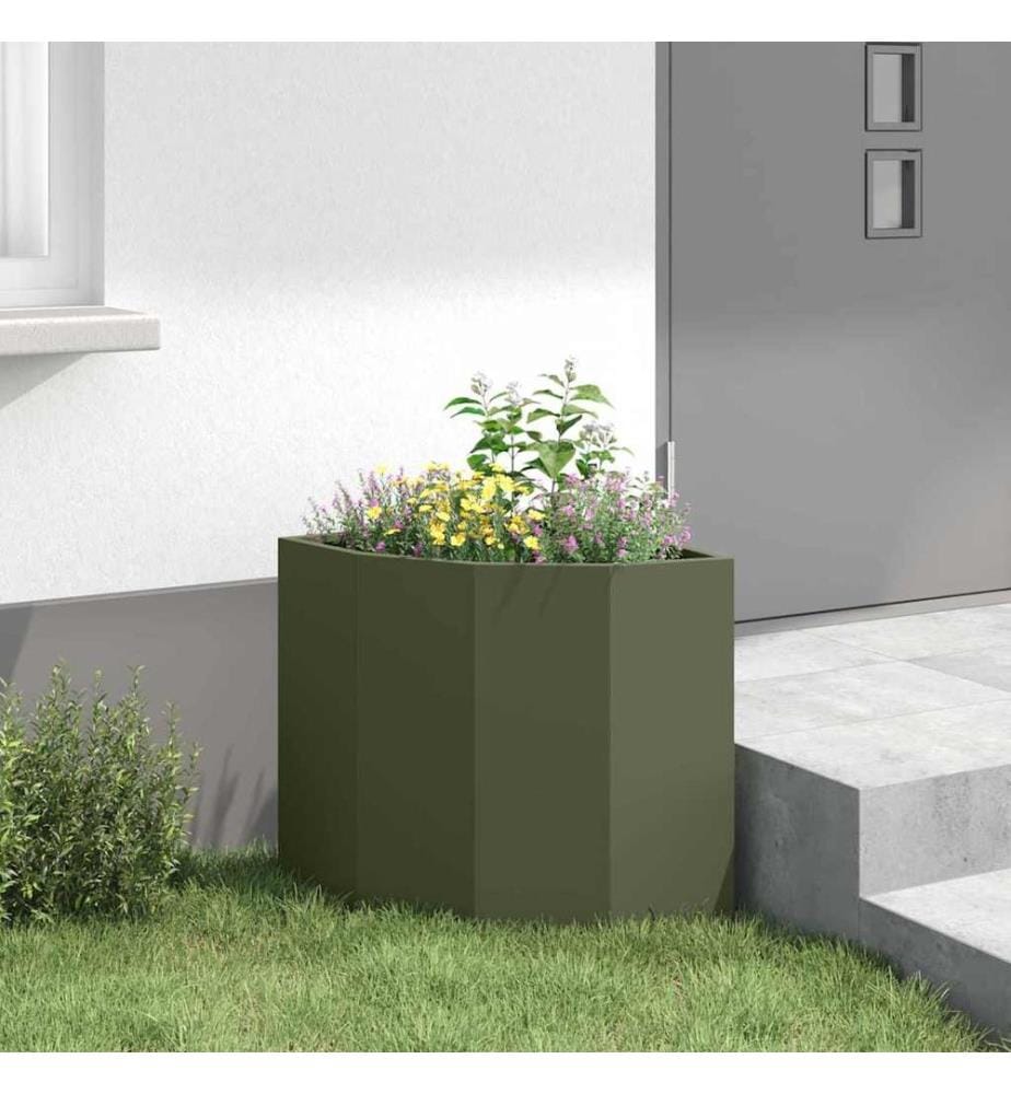 vidaXL Jardinière d'Angle Vert olive 45 x 45 x 50 cm Acier