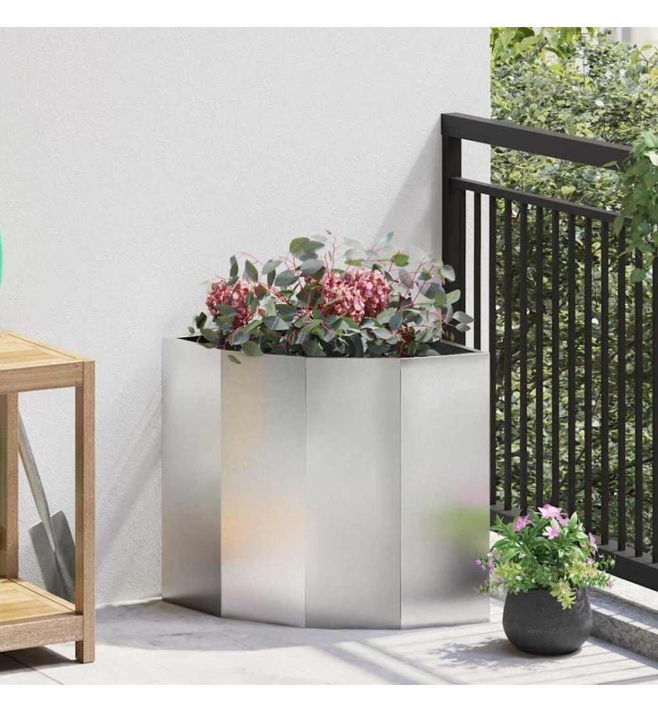 vidaXL Jardinière d'Angle Argent 45 x 45 x 50 cm Acier inoxydable