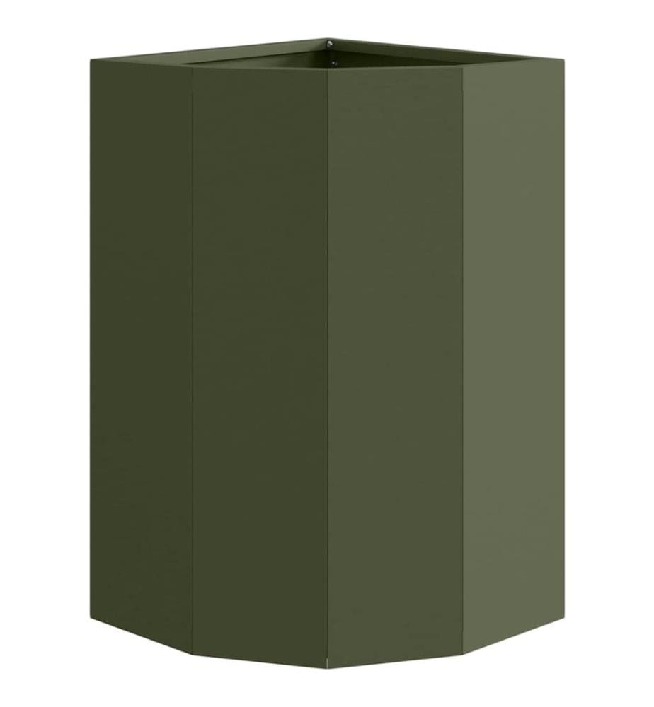 vidaXL Jardinière d'Angle Vert olive 30 x 30 x 50 cm Acier