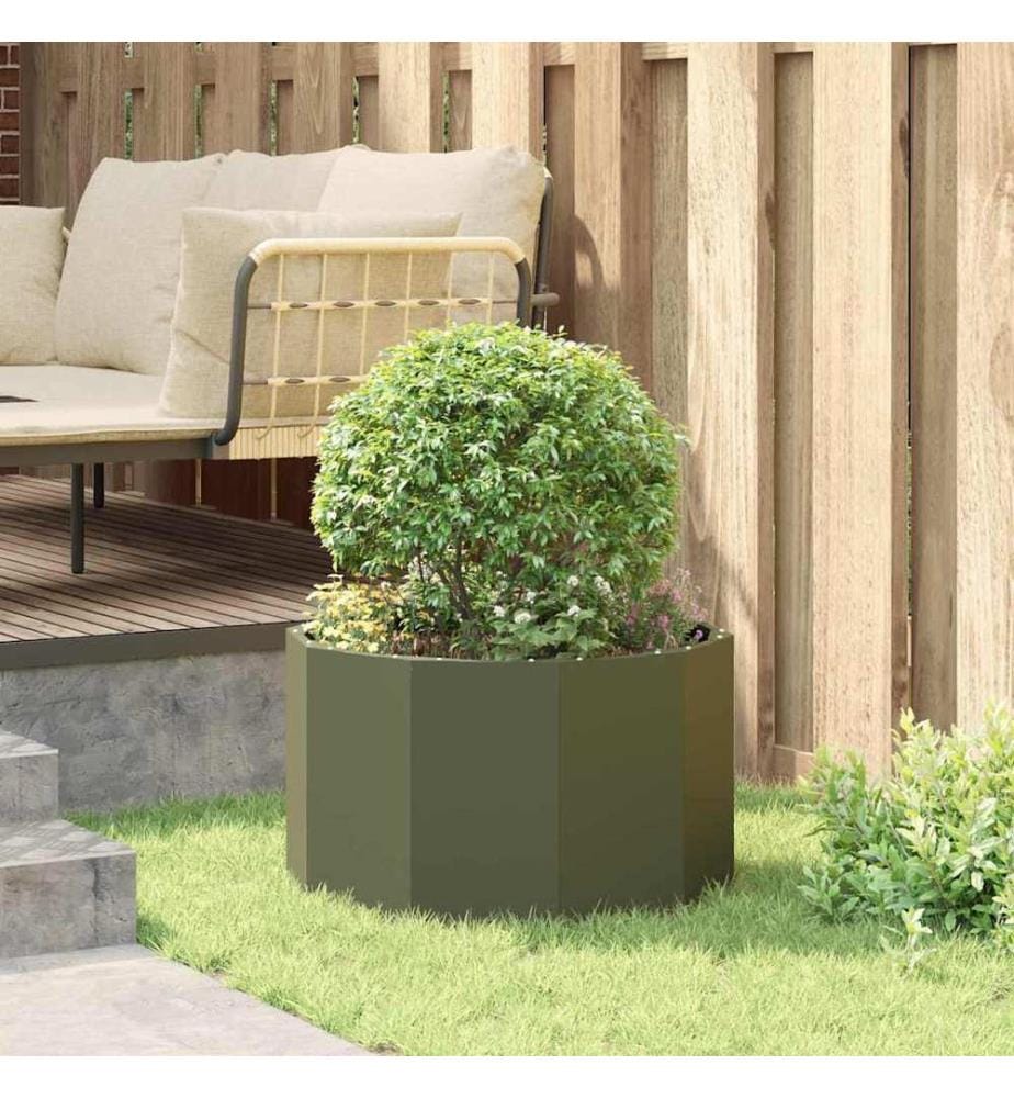 vidaXL Jardinière Vert olive 60 x 60 x 35 cm Acier