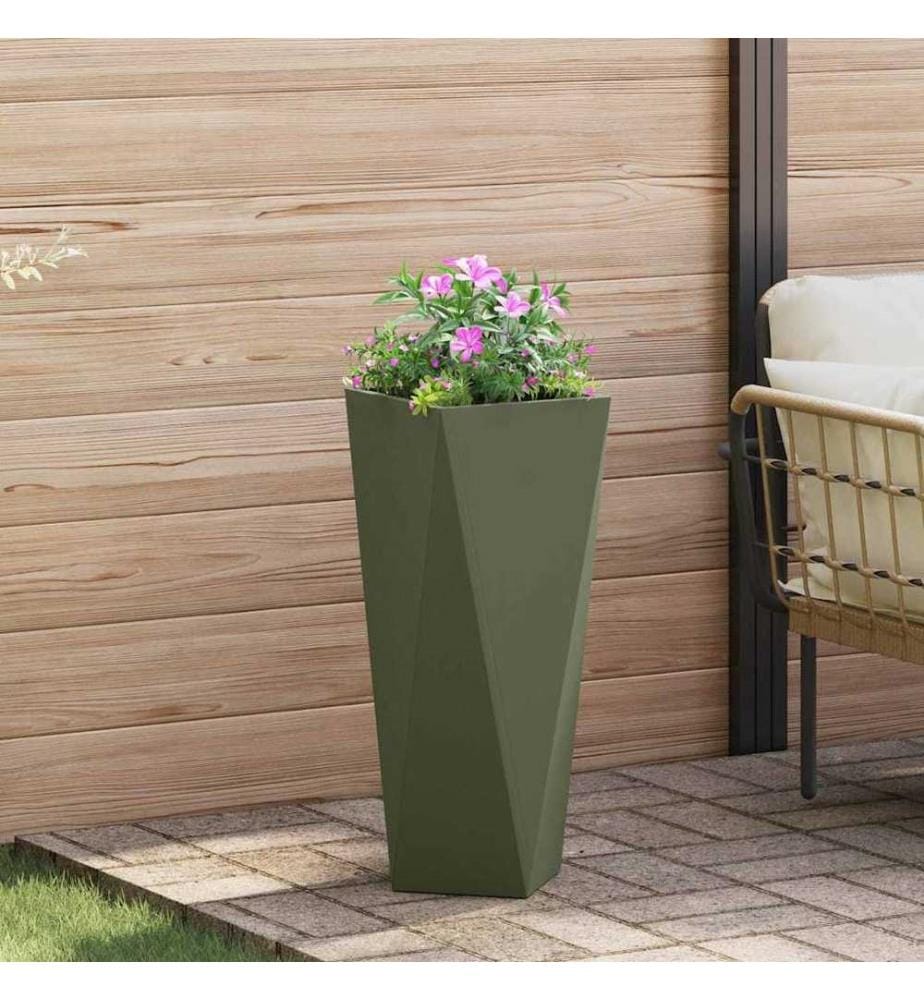 vidaXL Jardinière Vert olive 30 x 30 x 75 cm Acier