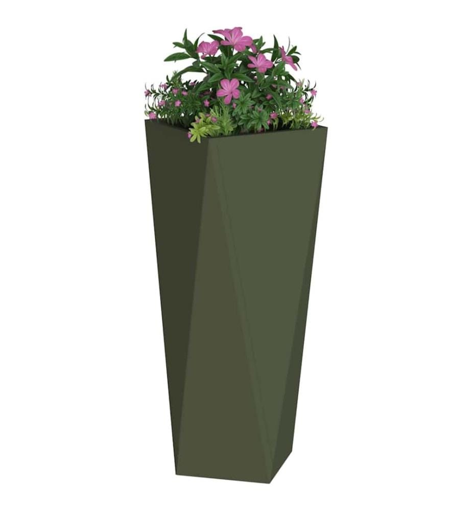 vidaXL Jardinière Vert olive 30 x 30 x 75 cm Acier