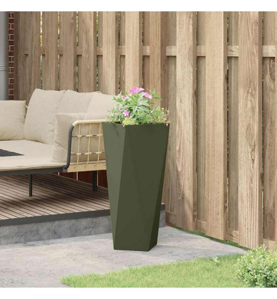 vidaXL Jardinière Vert olive 30 x 30 x 75 cm Acier