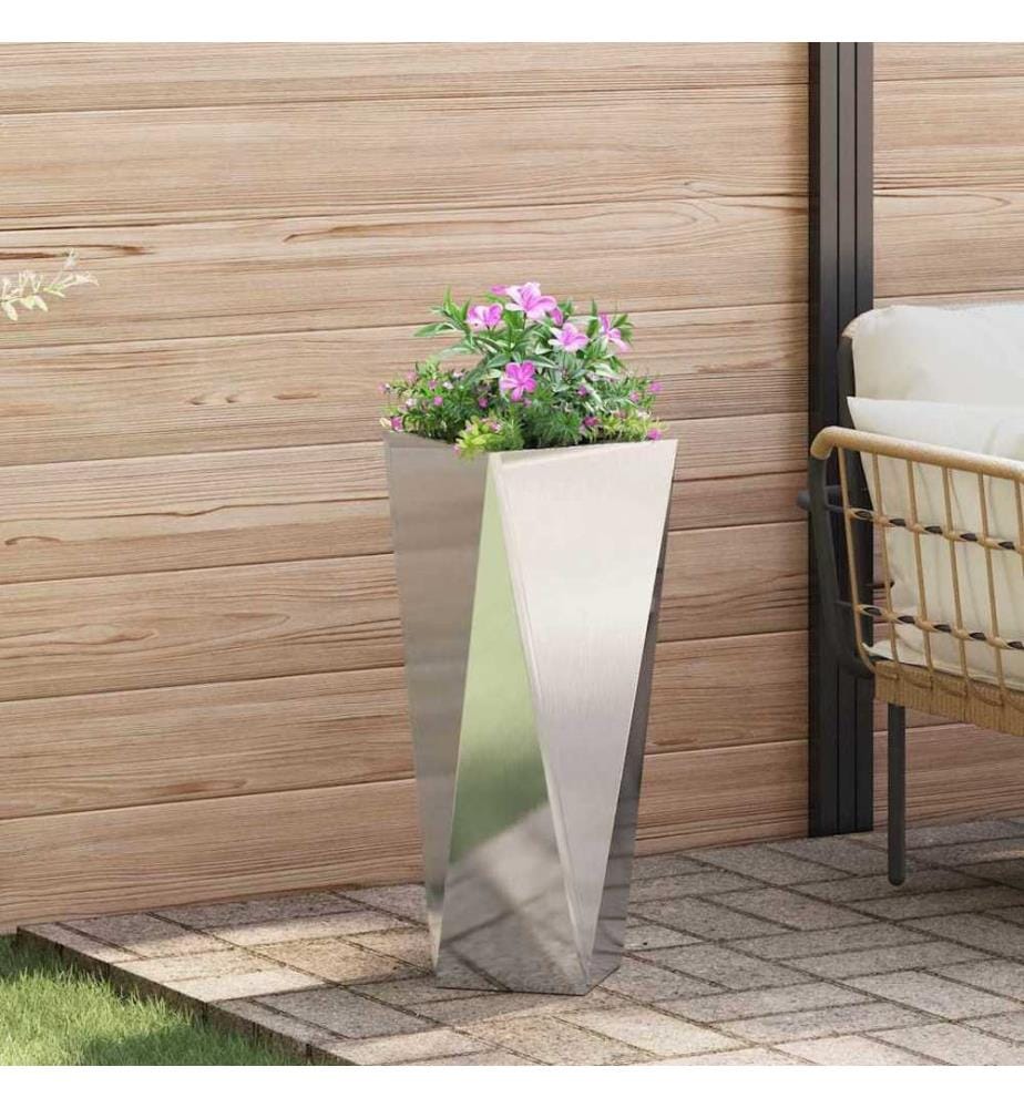 vidaXL Pflanzkübel Silber 30 x 30 x 75 cm Edelstahl