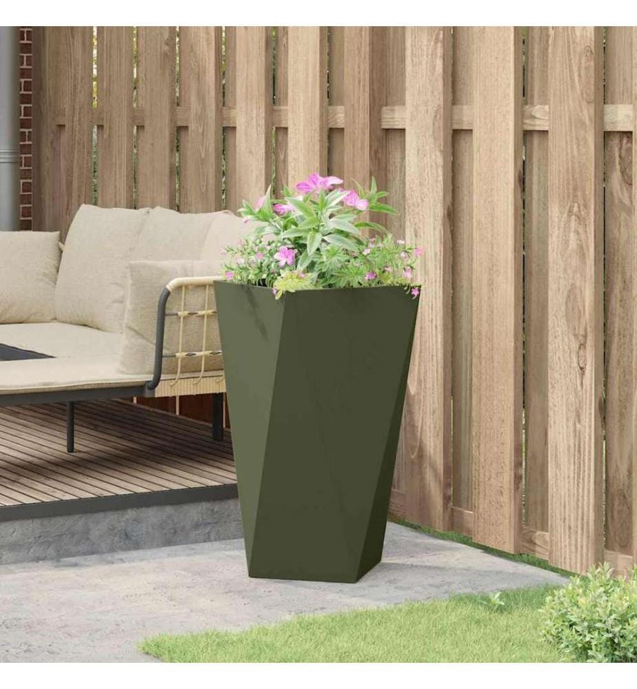 vidaXL Jardinière Vert olive 40 x 40 x 75 cm Acier