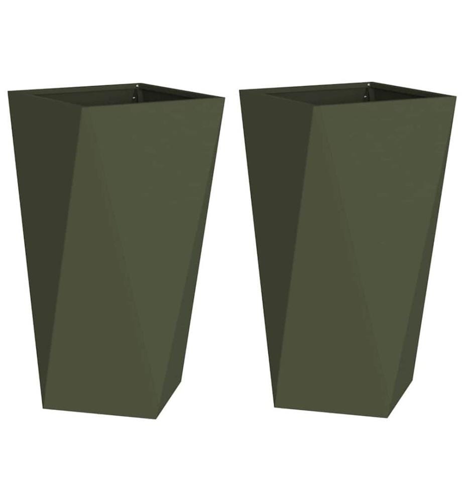 vidaXL Jardinière 2 pcs Vert olive 40 x 40 x 75 cm Acier