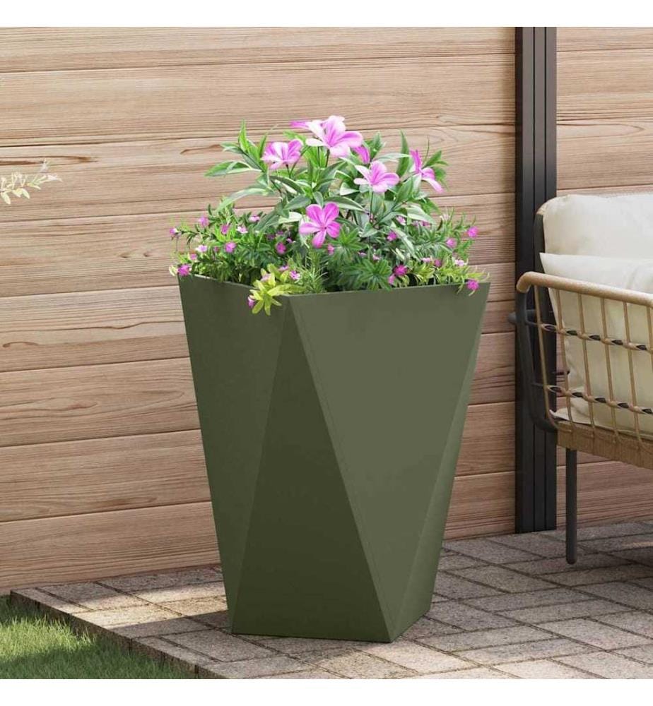 vidaXL Jardinière Vert olive 50 x 50 x 75 cm Acier