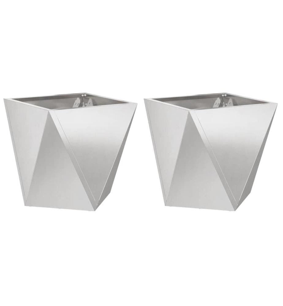 vidaXL Jardinière 2 pcs Argent 40 x 40 x 40 cm Acier inoxydable