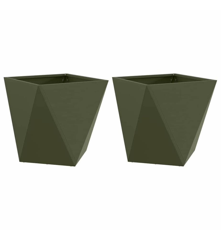 vidaXL Jardinière 2 pcs Vert olive 50 x 50 x 50 cm Acier