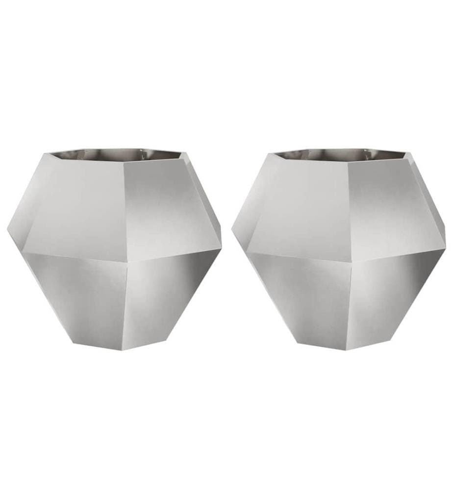 vidaXL Jardinière 2 pcs Argent 100 x 100 x 80 cm Acier inoxydable