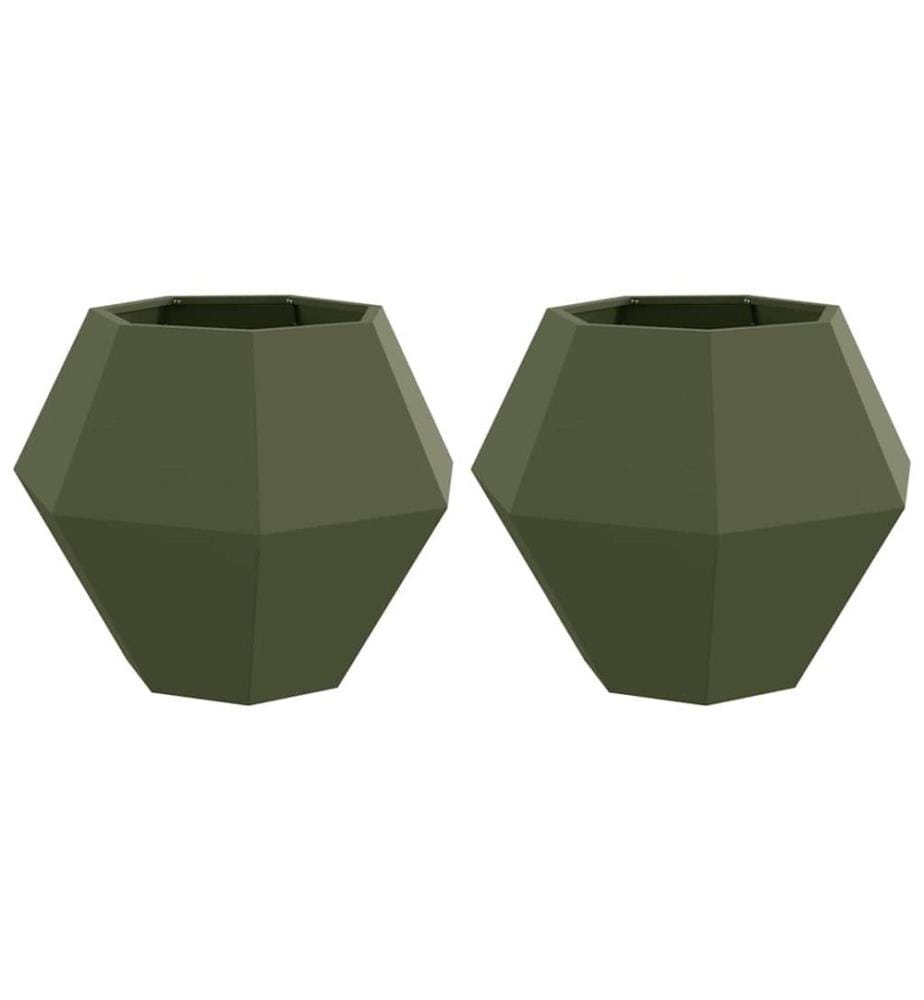 vidaXL Jardinière 2 pcs Vert olive 75 x 75 x 60 cm Acier
