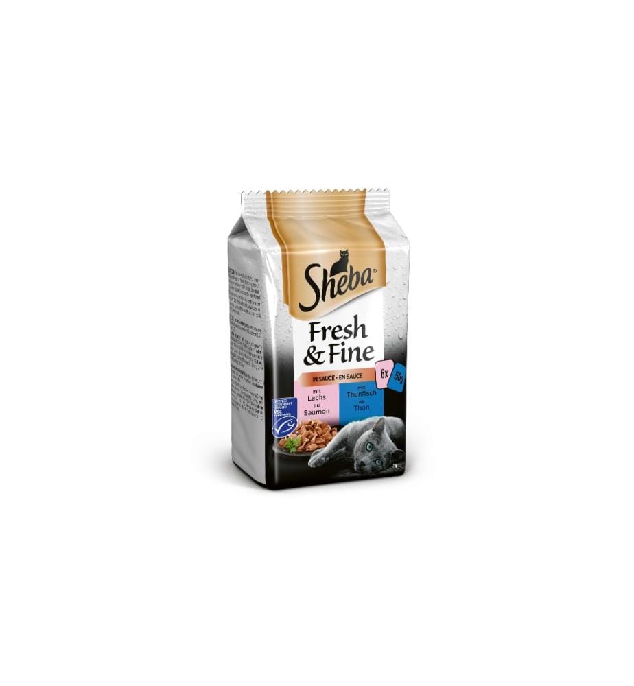 SHEBA - Alimentation humide Fresh & Fine en sauce Variation de poisson, 6 x 50 g