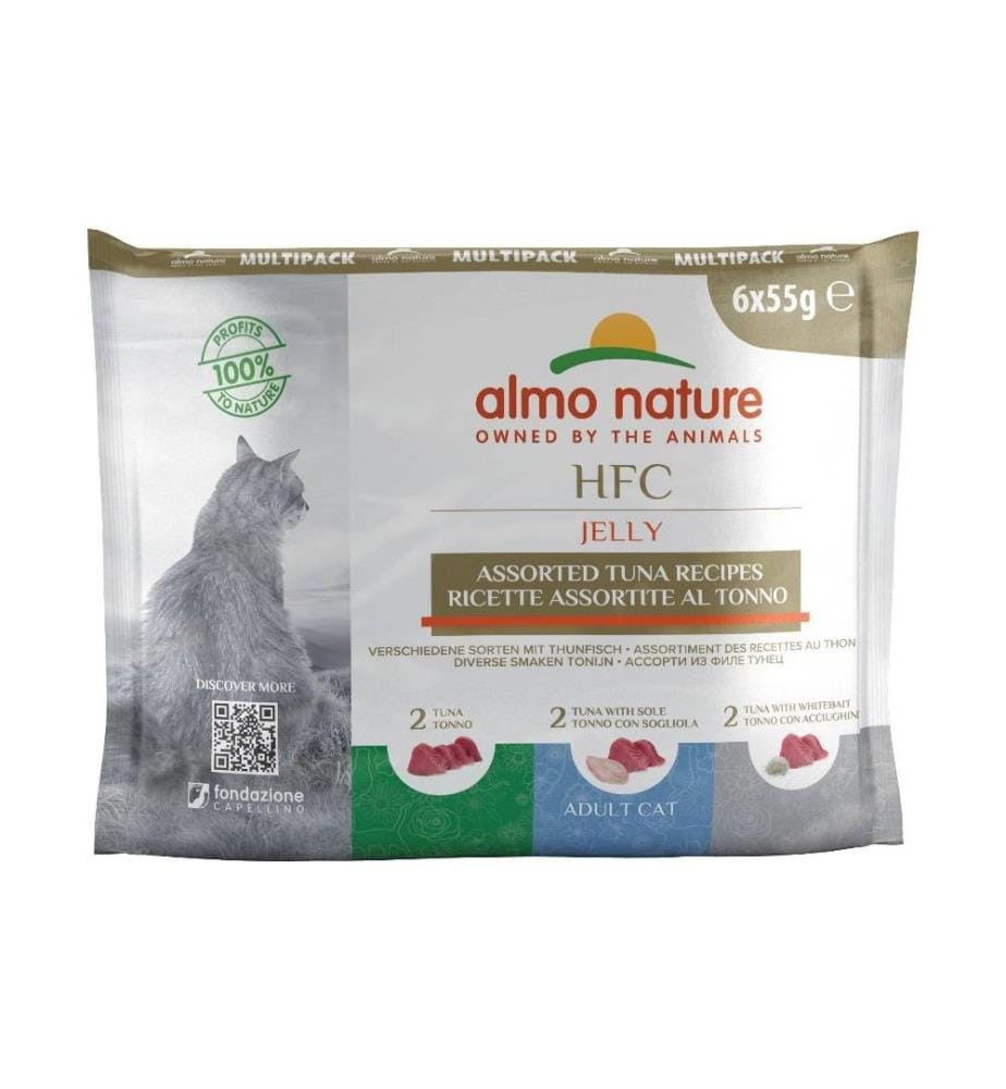 ALMO NATURE - Nassfutter HFC Jelly 3 Sorten mit Thunfisch, 6 x 55 g