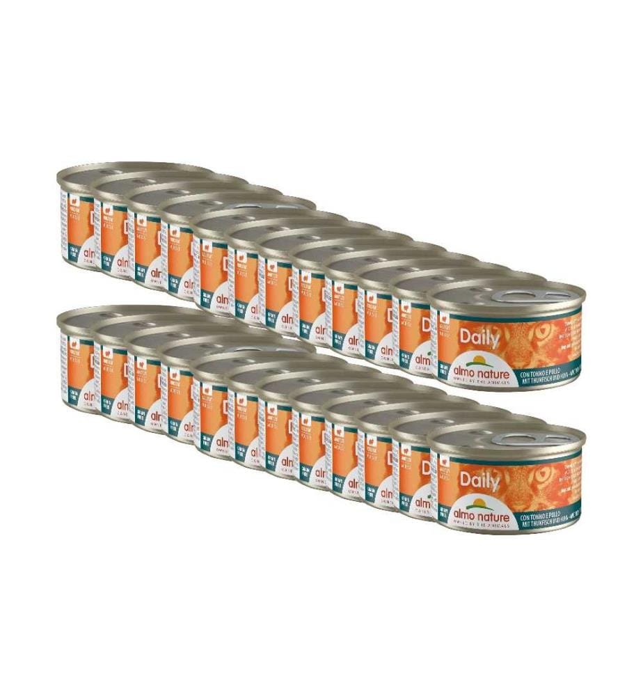 ALMO NATURE - Nassfutter Daily Mousse mit Thunfisch und Huhn, 24 x 85 g