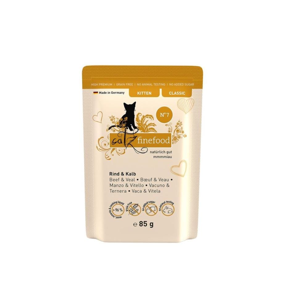 CATZ FINEFOOD - Nassfutter Kitten No.07 Rind & Kalb, 85 g
