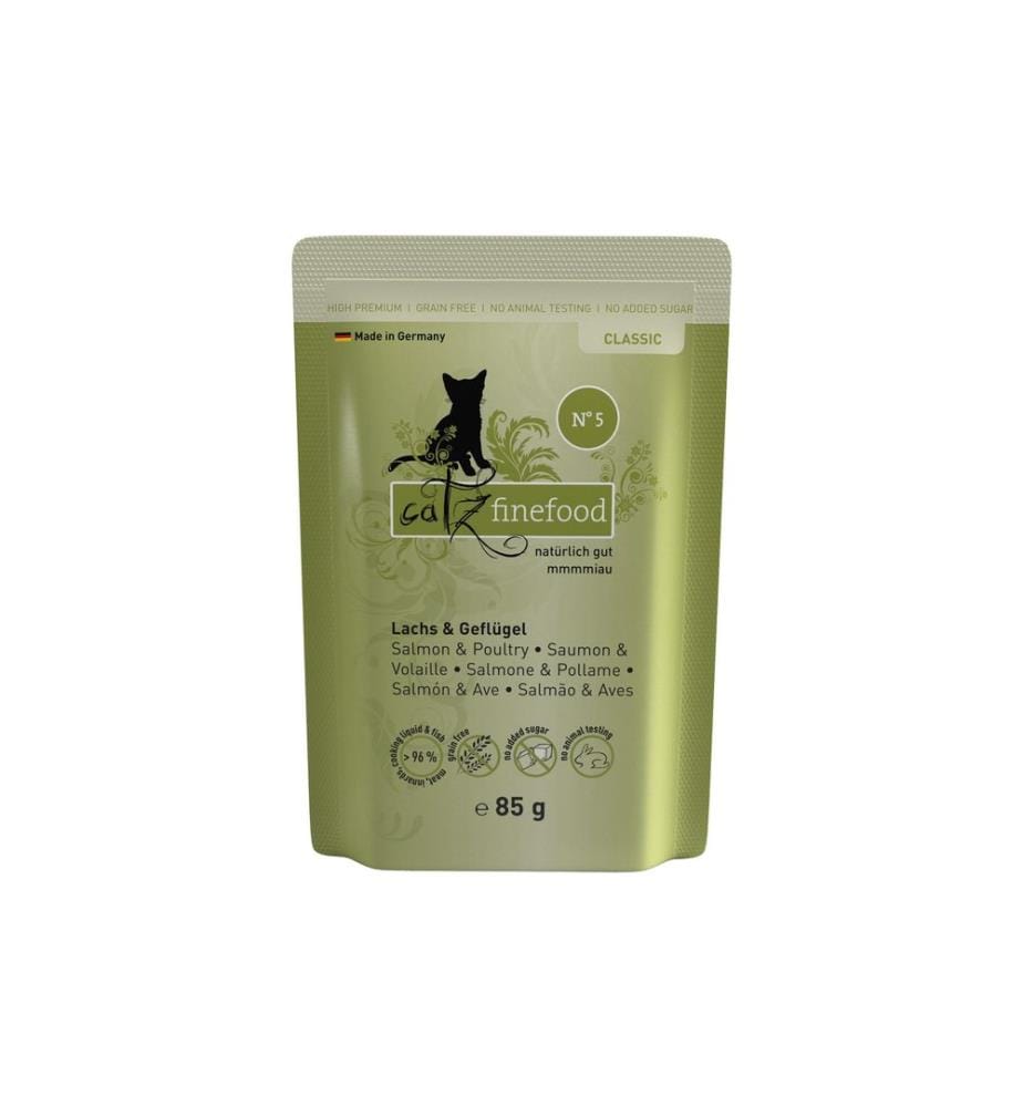 CATZ FINEFOOD - Nassfutter No.05 Lachs & Geflügel, 85 g
