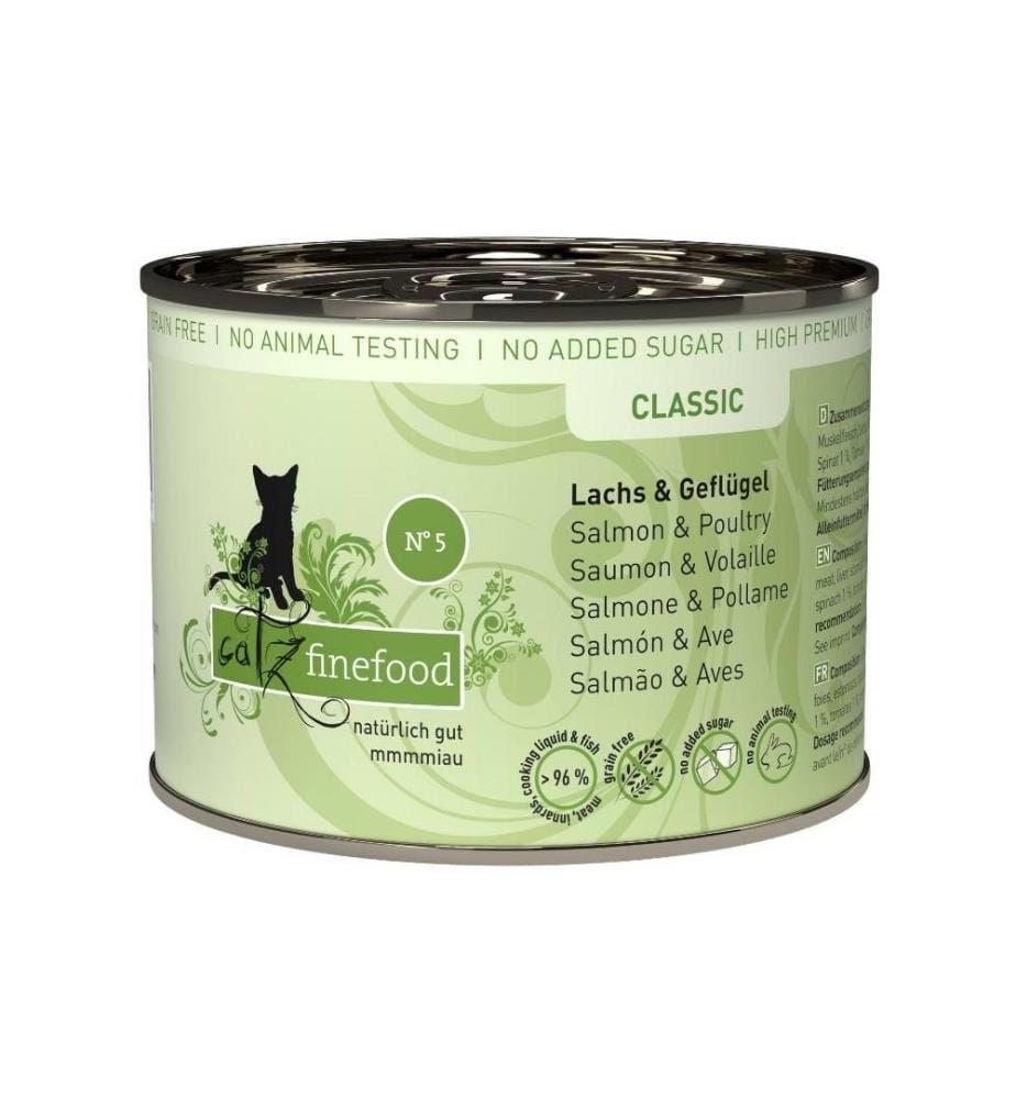 CATZ FINEFOOD - Nassfutter No.05 Lachs & Geflügel, 200 g