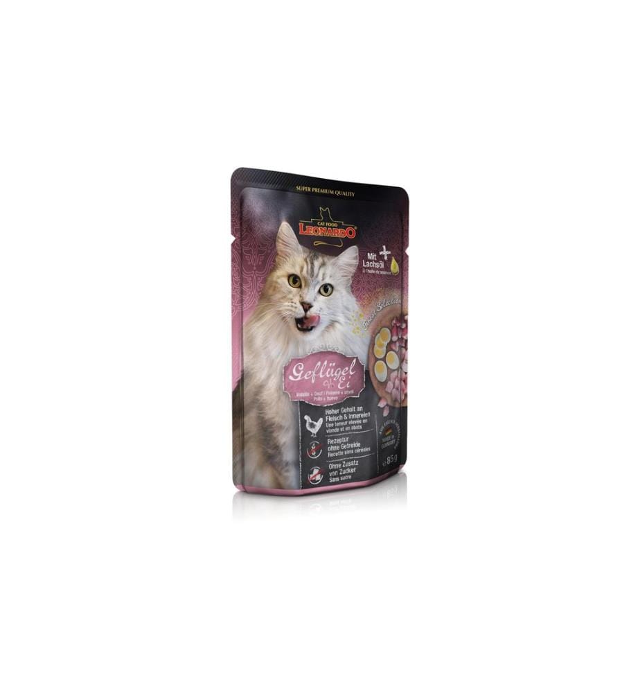 LEONARDO CAT FOOD - Nassfutter Geflügel & Ei, 85 g