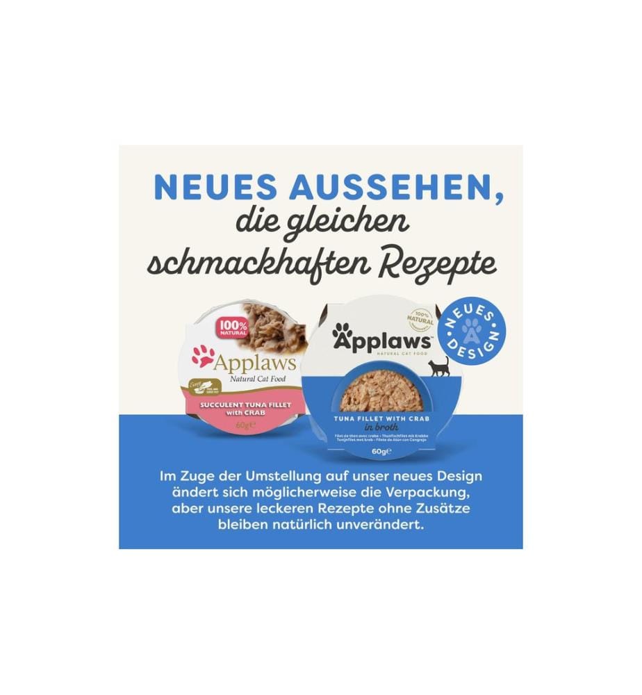 APPLAWS - Nassfutter Thunfischfilet und Krabbe 60 g