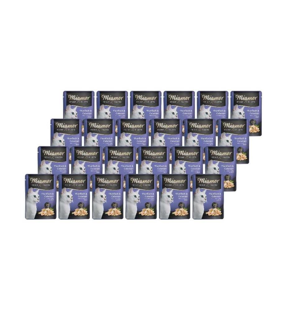 MIAMOR - Nassfutter Feine Filets Thun & Calamari in Gelée, 24 x 100 g