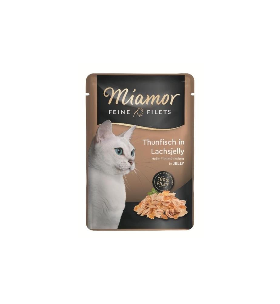 MIAMOR - Nassfutter Feine Filets Thun in Lachs-Gelée, 24 x 100 g