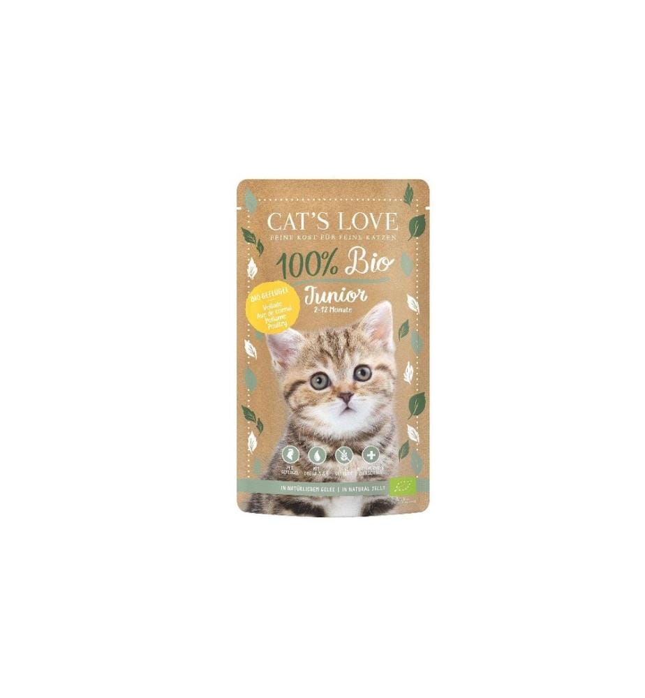 CAT'S LOVE - Alimentation humide BIO Junior volaille, 100 g