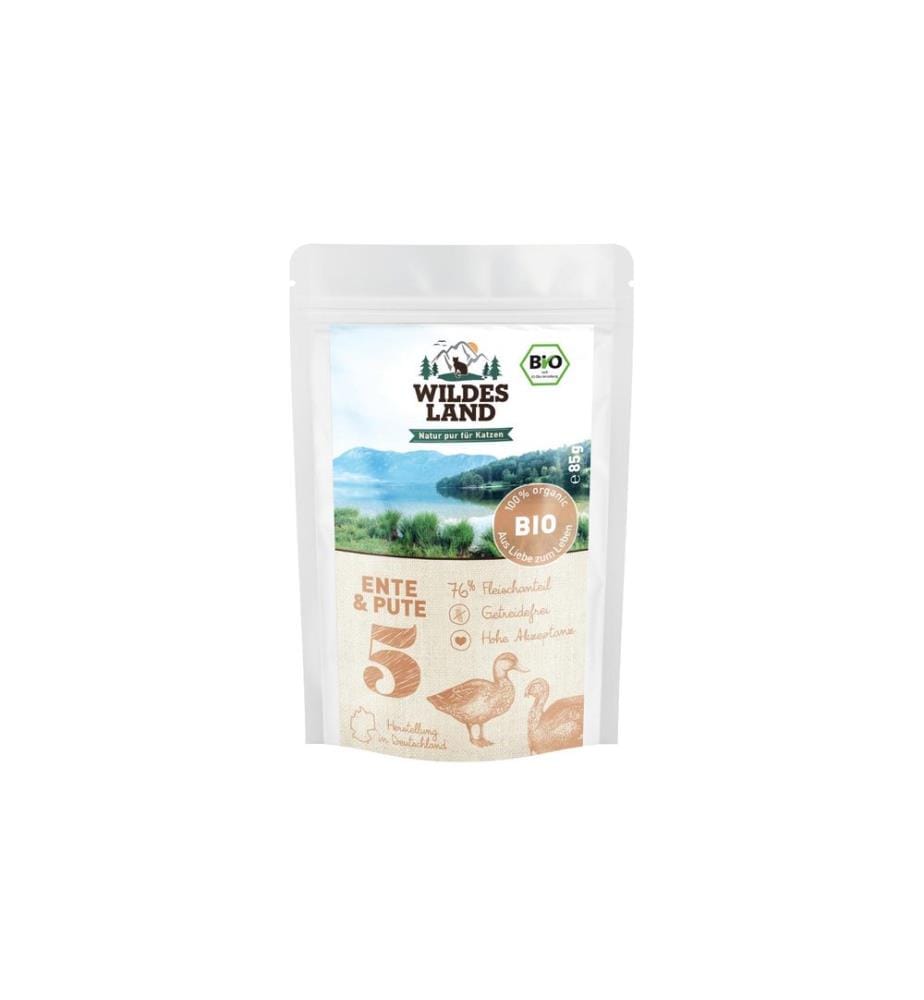 WILDES LAND - Alimentation humide Adult BIO Canard & Dinde 85 g