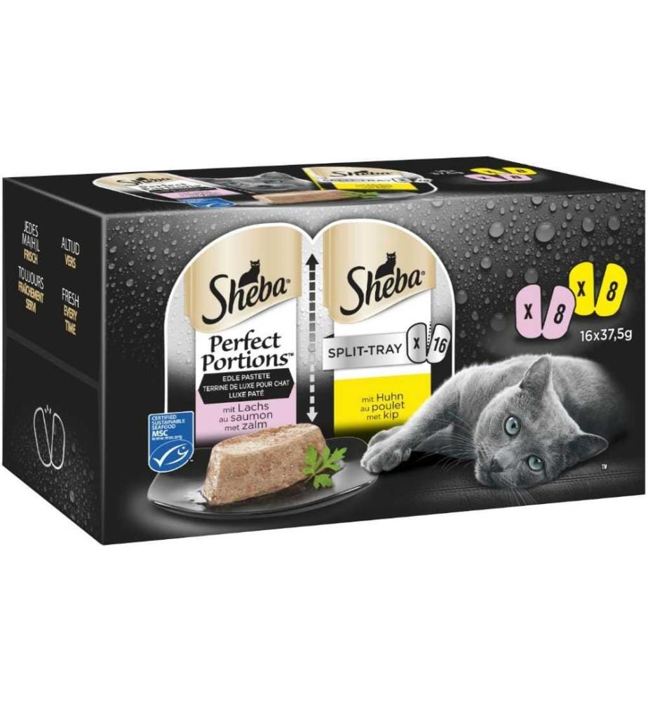 SHEBA - Nassfutter Perfect Portion Lachs & Huhn Schale, 8 x 2x37.5g