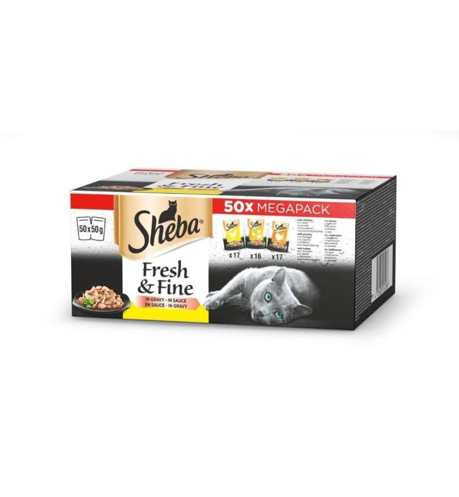 SHEBA - Nassfutter Fresh & Fine in Sauce Geflügel, 50 x 50 g
