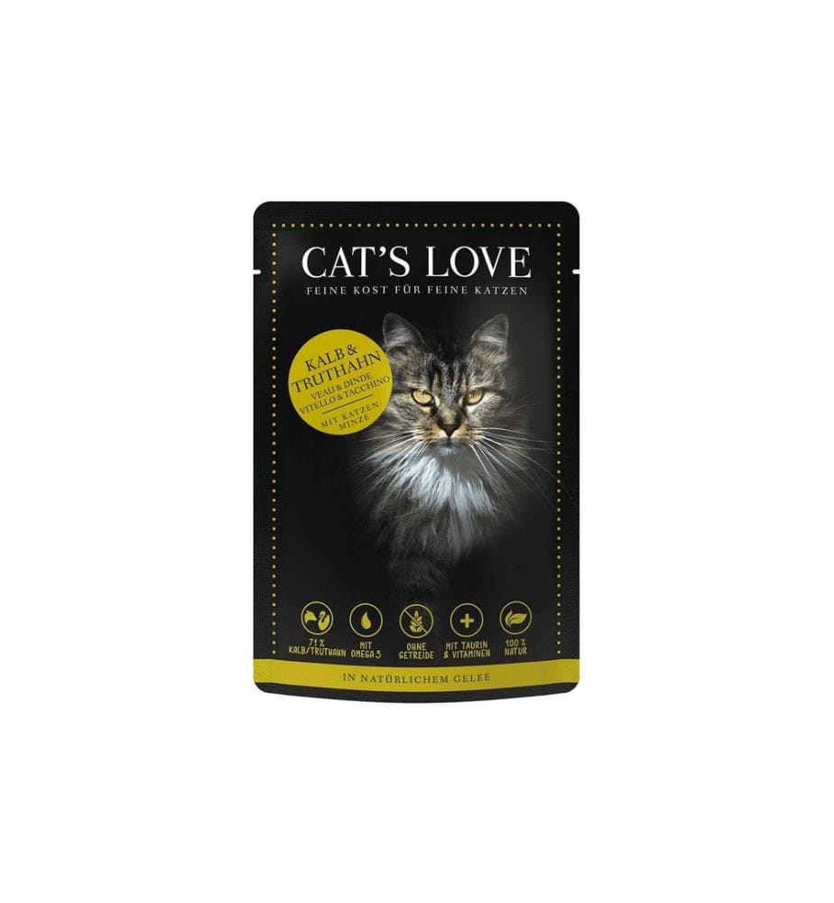 CAT'S LOVE - Alimentation humide Adult veau & dinde, 85 g