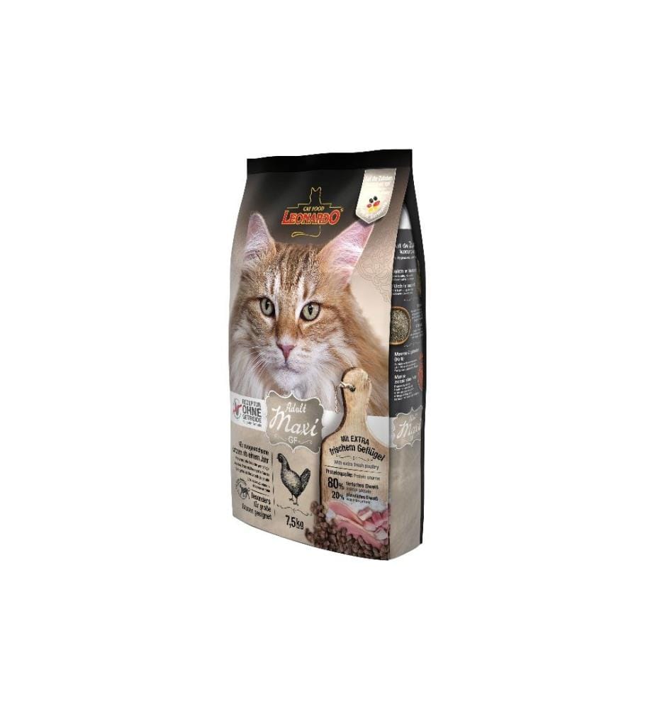 LEONARDO CAT FOOD - Alimentation sèche Adult sans céréales Maxi, 7.5 kg