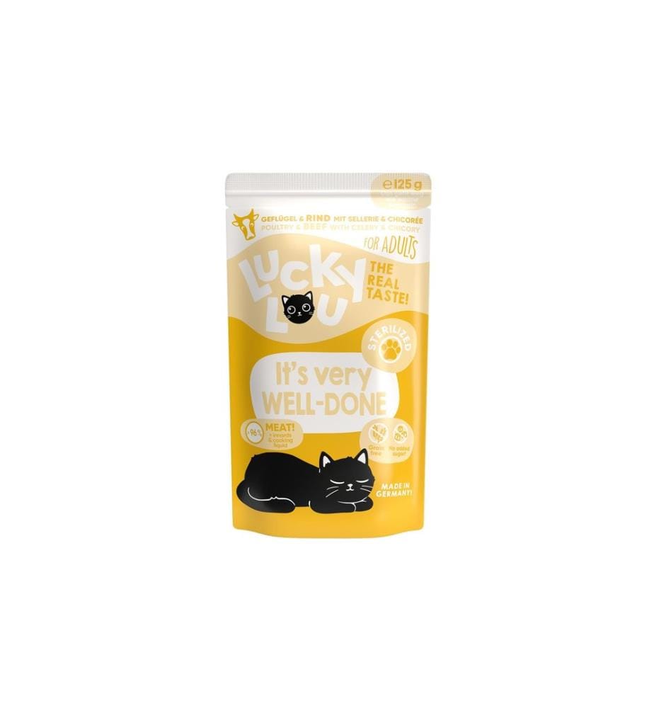 Lucky Lou - Alimentation humide Lifestage Sterilized volaille & boeuf, 125 g