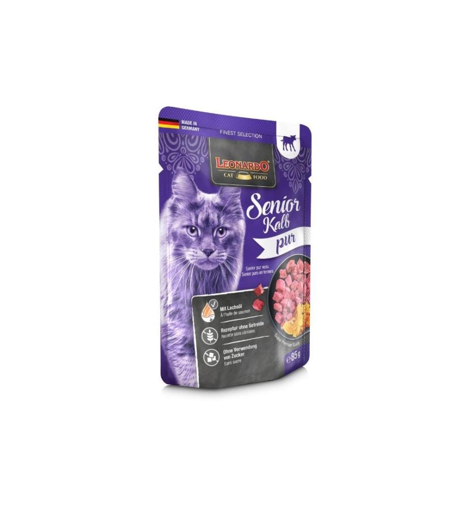LEONARDO CAT FOOD - Nassfutter Senior Kalb Pur, 85 g